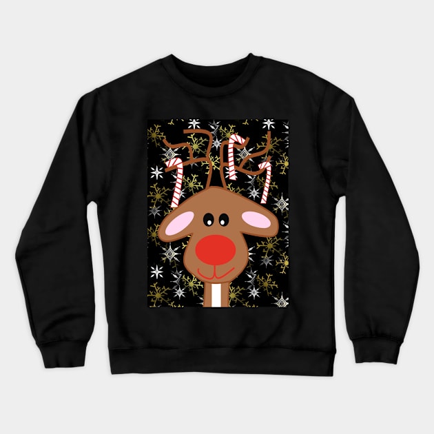 Red Nose Reindeer Christmas Crewneck Sweatshirt by SartorisArt1